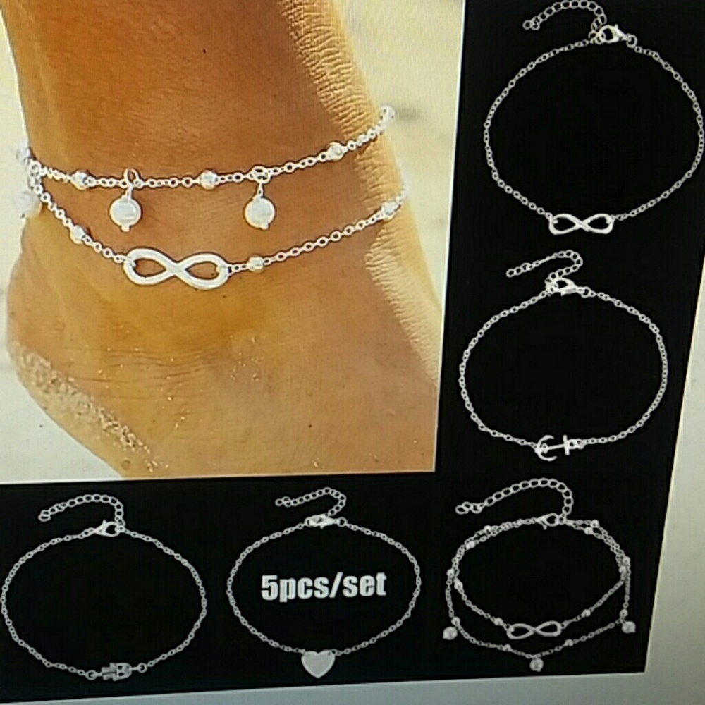 5 piece anklet set